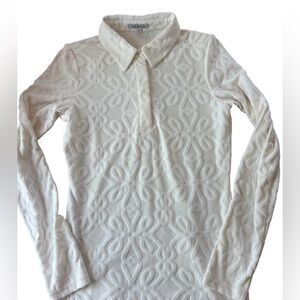 New MALBON GOLF Womens Sophie LS Polo Ivory size XS Performance Sophistication